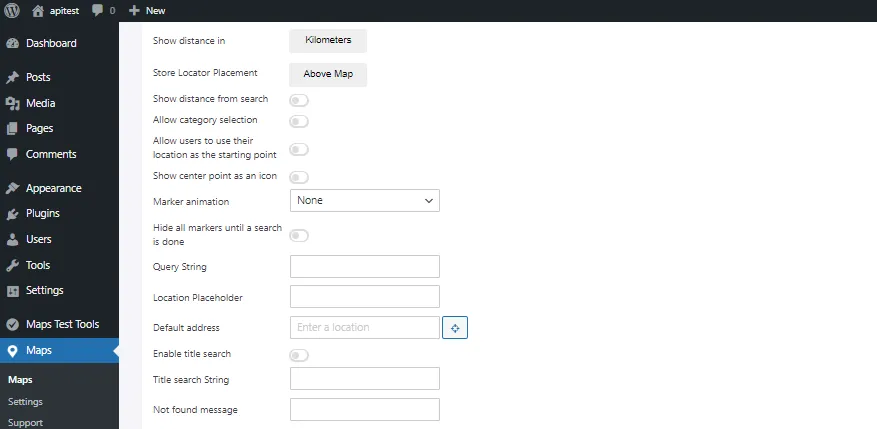 Store locator settings - 2