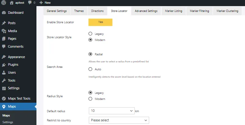 Store locator settings - 1