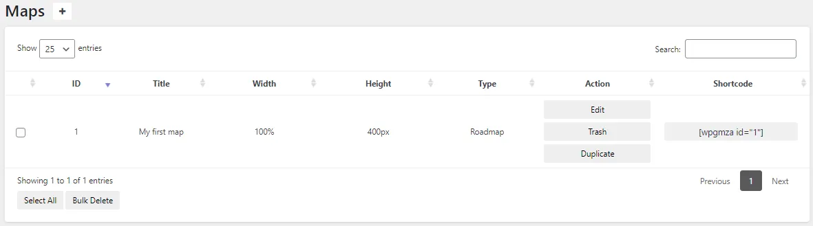 Maps Page (Map listing)