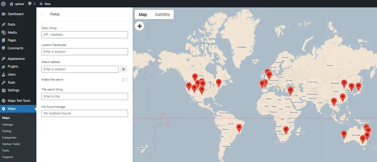 Store locator Fields settings Store locator Fields settings