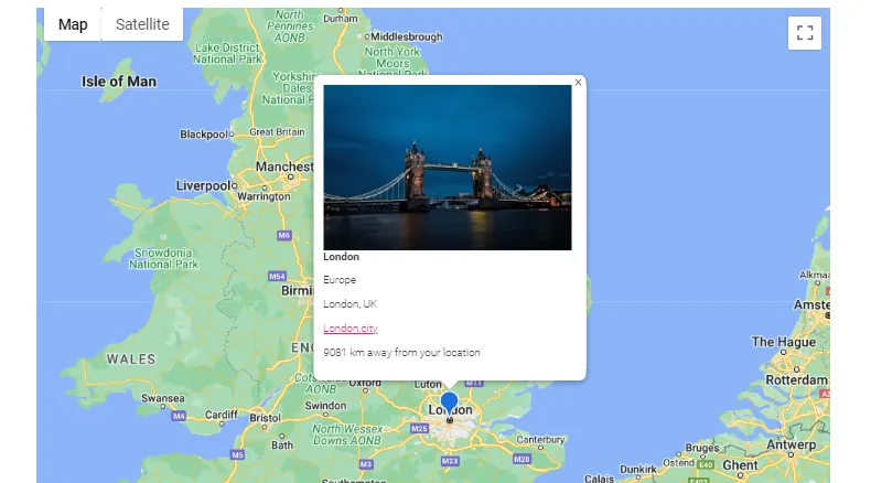 Distance displayed in InfoWindow