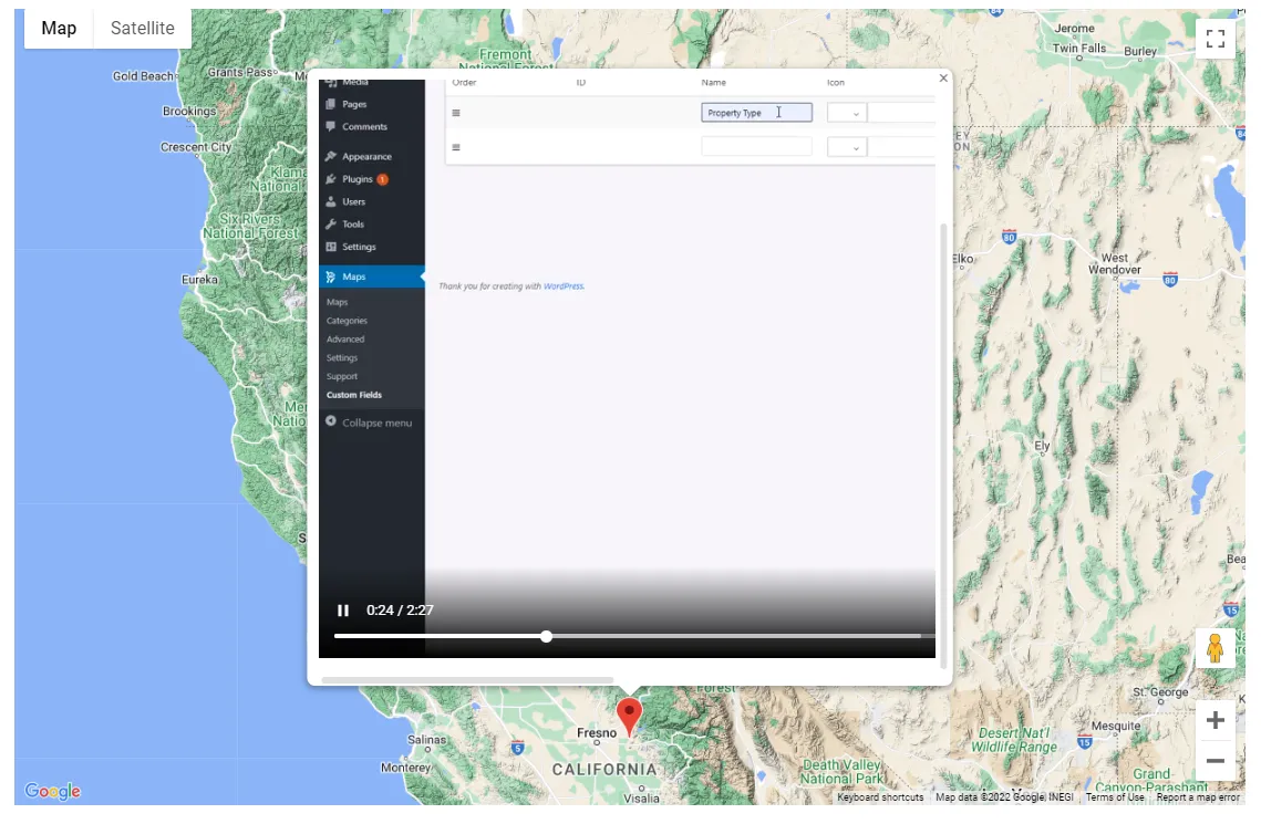 Video playing in Marker Infowindow on the front end map