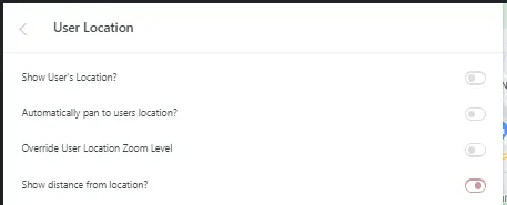 Enable the Show distance from location toggle Enable the Show distance from location toggle
