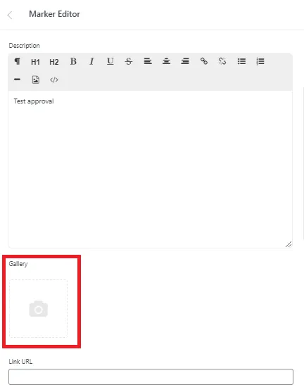 Gallery section in the marker editor