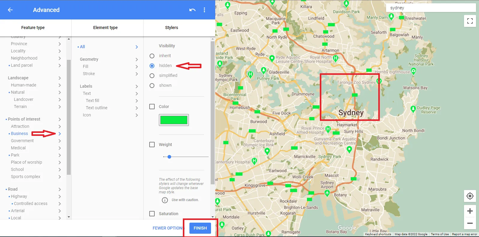 Hidden maps features