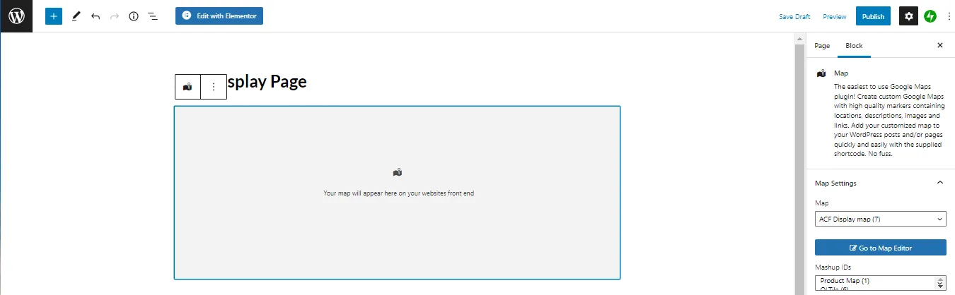Add Display map to display page