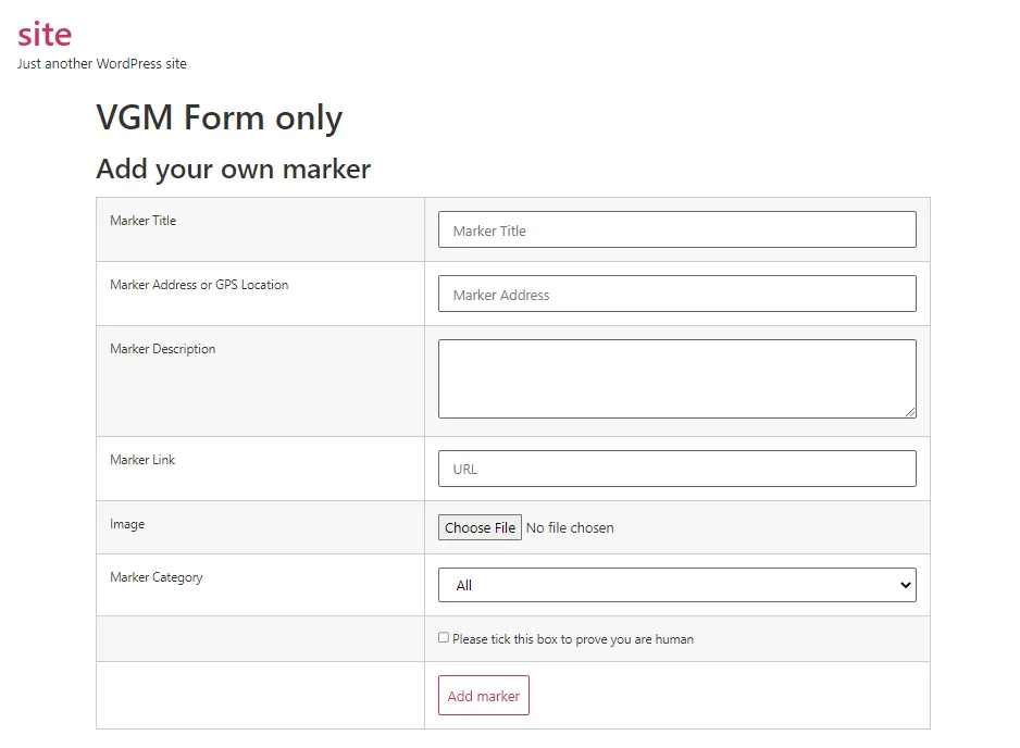 VGM Form on page