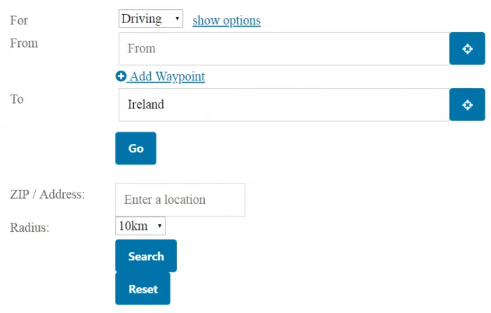 Default Directions and Default Store Locator Style